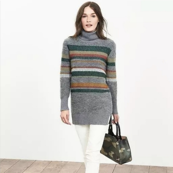 Banana Republic Multi-Stripe Turtleneck Tunic - Picture 2 of 7